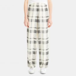 Pull-On Pant in Plaid Silk-Viscose