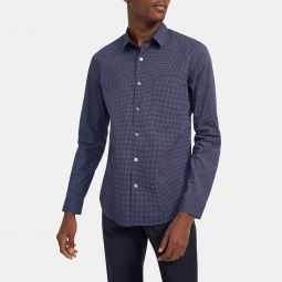 Long-Sleeve Shirt in Dot Print Cotton