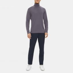 Turtleneck Long-Sleeve Tee in Ribbed Pima Cotton