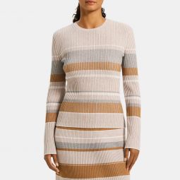 Striped Slim-Fit Sweater in Stretch Viscose Knit