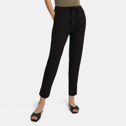 Slim Cropped Jogger in Stretch Linen