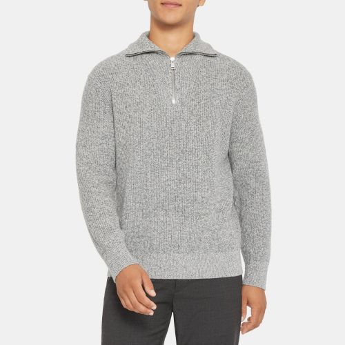 띠어리 Quarter-Zip Mock Neck Sweater in Wool-Cashmere