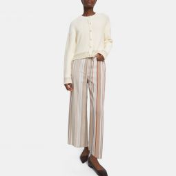 Wide Crop Pant in Striped Twill