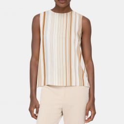 Straight Shell Top in Striped Twill