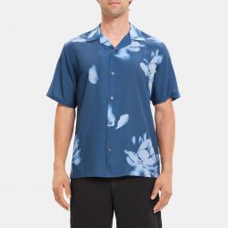 Short-Sleeve Shirt in Floral Crepe