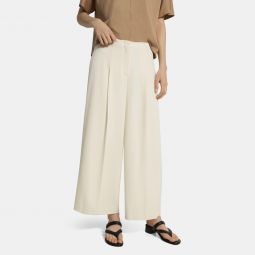 Pleated Wide-Leg Pant in Striped Crepe