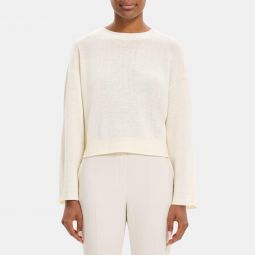 Button-Back Sweater in Wool-Linen