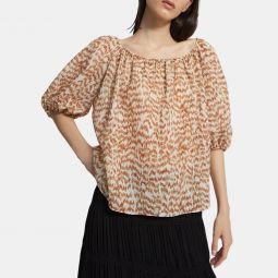 Scoop Neck Top in Printed Poly