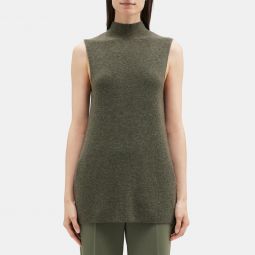 Sleeveless Mock Neck Sweater in Wool-Cashmere