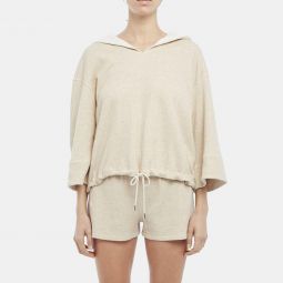 Hooded Short-Sleeve Tee in Cotton-Linen Knit