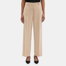 Pleated Wide-Leg Pant in Crepe