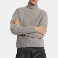 Oversized Turtleneck Sweater in Wool Boucle