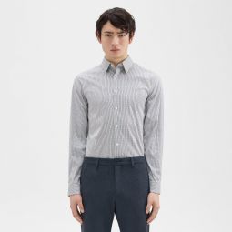 Standard-Fit Shirt in Checked Stretch Cotton