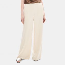 Wide-Leg Pull-On Pant in Oxford Crepe