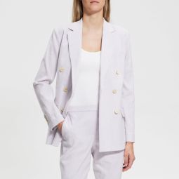 Double-Breasted Blazer in Stretch Linen