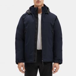 Hooded Zip-Up Jacket in Bonded Wool-Blend