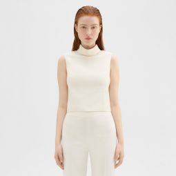 Cropped Roll Neck Top in Double Weave