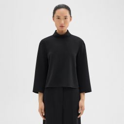 Roll Neck Top in Admiral Crepe