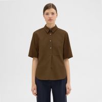 Short-Sleeve Virgin Wool Popover Shirt