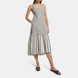 Tie-Back Dress in Striped Cotton Poplin