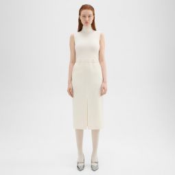 Funnel Neck Combo Dress in Admiral Crepe