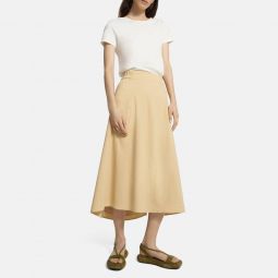 A-Line Midi Skirt in Stretch Linen