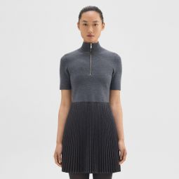 Zip-Up Combo Dress in Blended Wool Flannel