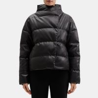 Cropped Puffer Jacket in Faux Leather