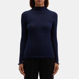 Funnel Neck Tee in Silk-Cotton