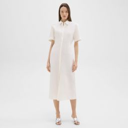 Short-Sleeve Shirt Dress in Galena Linen