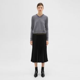 Pleated Crinkle Twill Skirt
