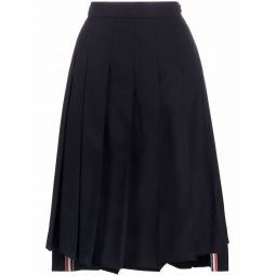 Twill Pleated Midi Skirt