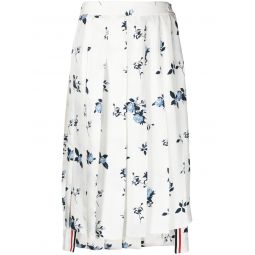 Silk Floral Classic Midi Pleated Skirt