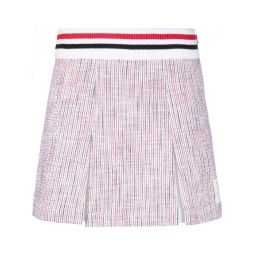 Tweed Seersucker Pleated Skirt