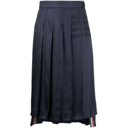 Silk Twill 4-Bar Midi Pleated Skirt