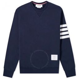 Navy 4-Bar Loopback Cotton Sweatshirt, Brand Size 0 (X-Small)
