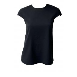 Chalky Drape Rounded Shoulderpad Top - Black