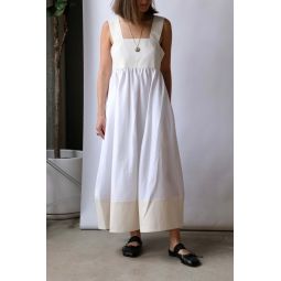 Linen Cotton Voile Sculpted Dress - White