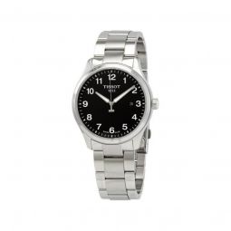Mens XL Classic Stainless Steel Black Dial