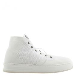 Mens White Knit High-Top Sneakers, Brand Size 9 ( US Size 10 )