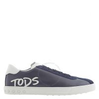 Mens Navy Leather Logo Patch Sneakers, Brand Size 6.5 ( US Size 7.5 )