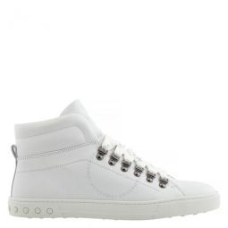 Mens White Leather Gomma High-Top Sneakers, Brand Size 5 ( US Size 6 )
