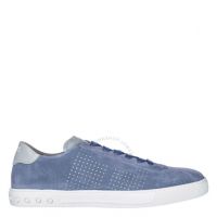 Mens Stone Washed Suede Perforated Low-Top Sneakers, Brand Size 5 ( US Size 6 )