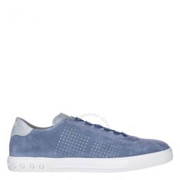 Mens Stone Washed Suede Perforated Low-Top Sneakers, Brand Size 5 ( US Size 6 )