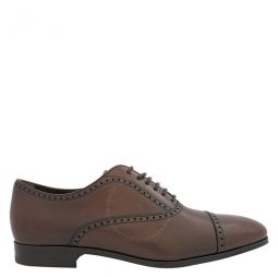 Mens Brown Hand-Waxed Leather Perforated Lace-Up Shoes, Brand Size 5.5 ( US Size 6.5 )
