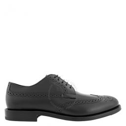Mens Black Perforations And Wingtip Leather Derby Shoes, Brand Size 5 ( US Size 6 )