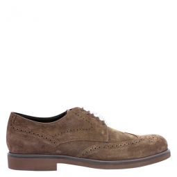 Mens Light Walnut Suede Wing-Tip Perforations Derby Shoes, Brand Size 11.5 ( US Size 12.5 )