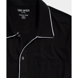 Made in L.A. Montauk Tipped Full Placket Polo in Black