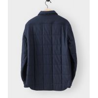 Italian Wool Quilted Shirt Jacket in Navy