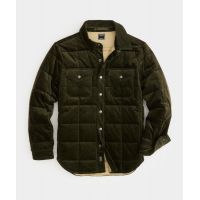 Italian Corduroy Quilted Shirt Jacket in Olive